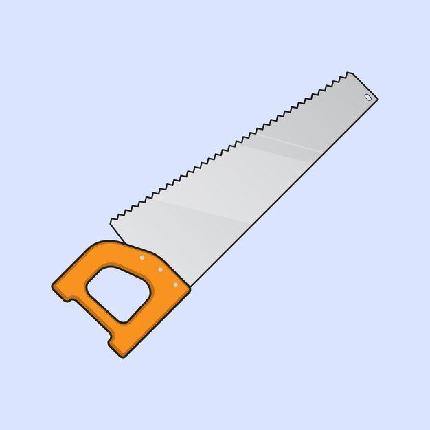 an orange and white saw blade on a blue background