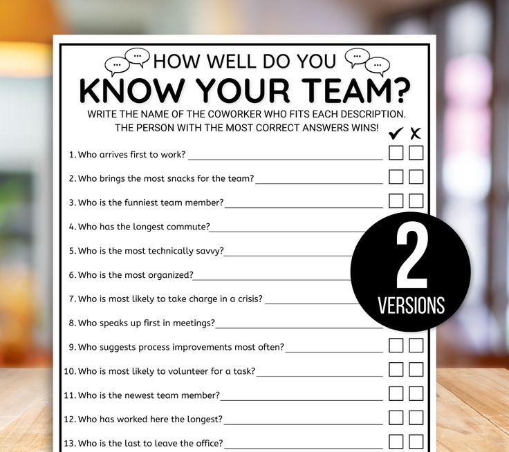 a question card with the words how well do you know your team? on it