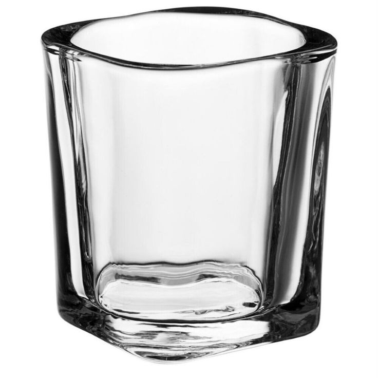 an empty glass is shown on a white background