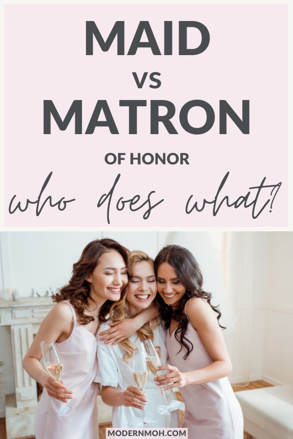 three women in white dresses with the words maid vs matron of honor who does what?