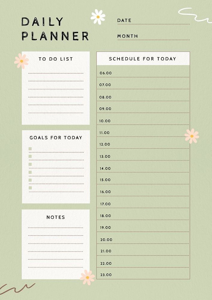 a daily planner with flowers on the side and text that reads daily planner to do list