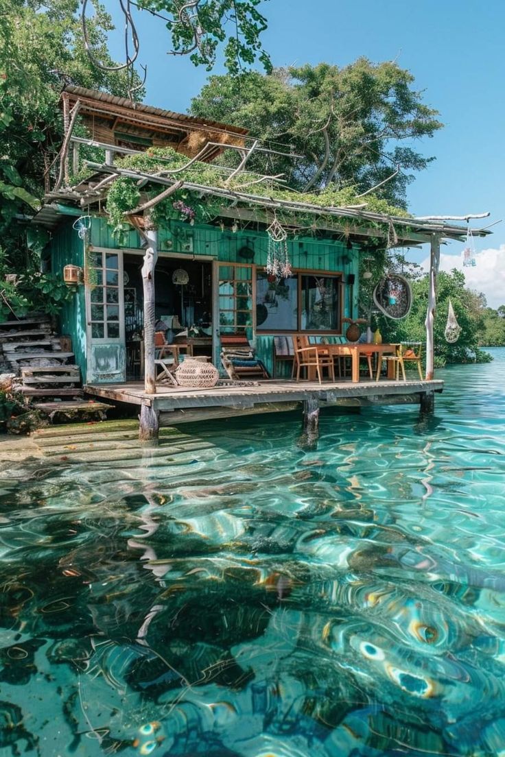 a house sitting on top of a body of water