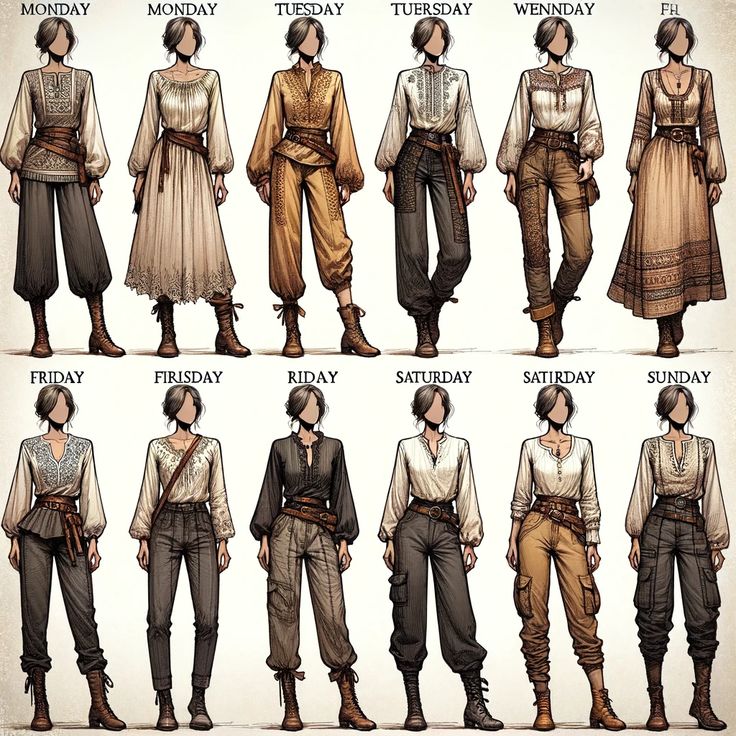 an image of different types of outfits for people in medieval dress and period clothing from around the world