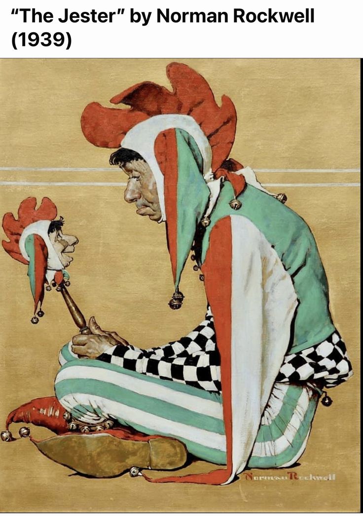 the jester by norman rockwell is shown in this painting, which depicts an image of a