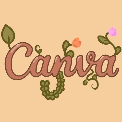 the word canva is made up of flowers and leaves on a light brown background