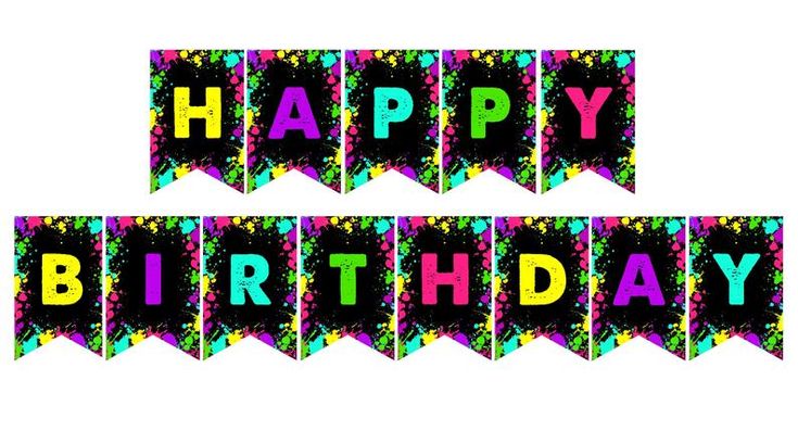 the happy birthday banner is multicolored