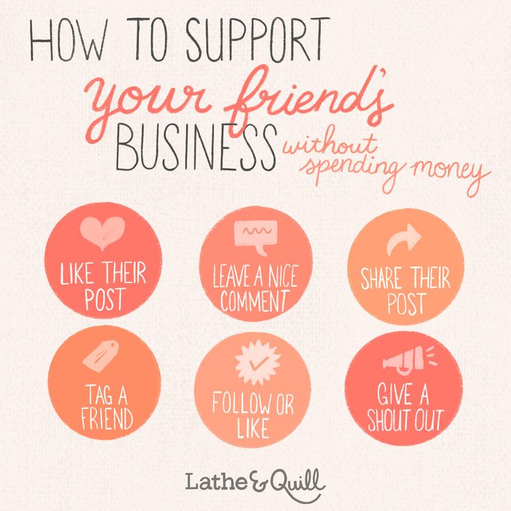 how to support your friend's business without spending money info graphic by lathere & quill