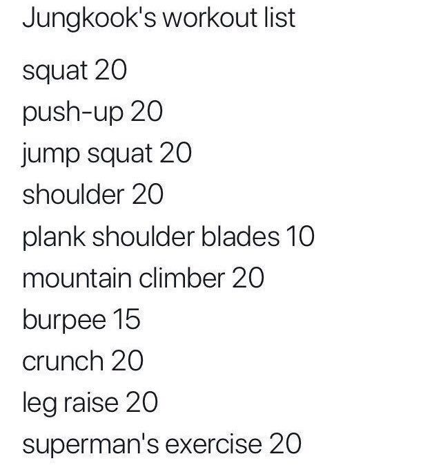 the workout list is displayed in black and white