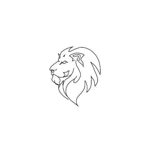 a lion's head is shown in the middle of a line art drawing style