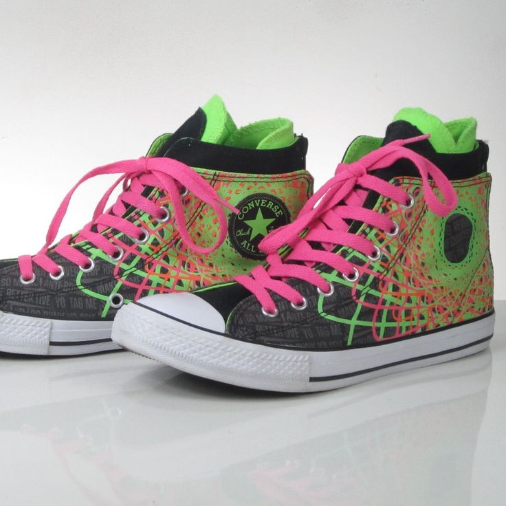 Converse Junior 6y Neon Double Hi-Top Shoes Chuck Taylor All Star 649963c Black /Green/Pink Size Us 5 Back Zip. New Without Box. Casual Neon Lace-up Sneakers, Pink Converse High-top Sneakers For Sports, Funky Black Low-top Sneakers, Pink Converse High-top Sneakers Sporty Style, Pink High-top Fun Sneakers, Trendy Pink Converse High-top Sneakers, Neon Lace-up Casual Sneakers, Neon Casual Lace-up Sneakers, Pink Lace-up Fun Sneakers