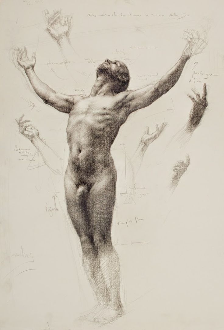 a drawing of a man with his arms outstretched