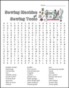 sewing machine sewing tools worksheet with numbers and symbols for each stitching tool