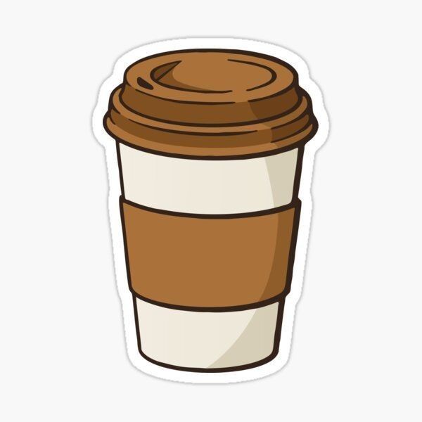 a cup of coffee sticker on a white backgroung background, with a brown lid