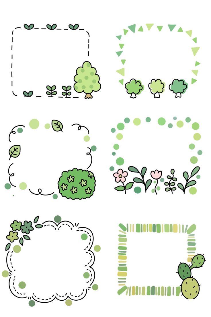 some cute green and white designs on a white background with space for text or an image