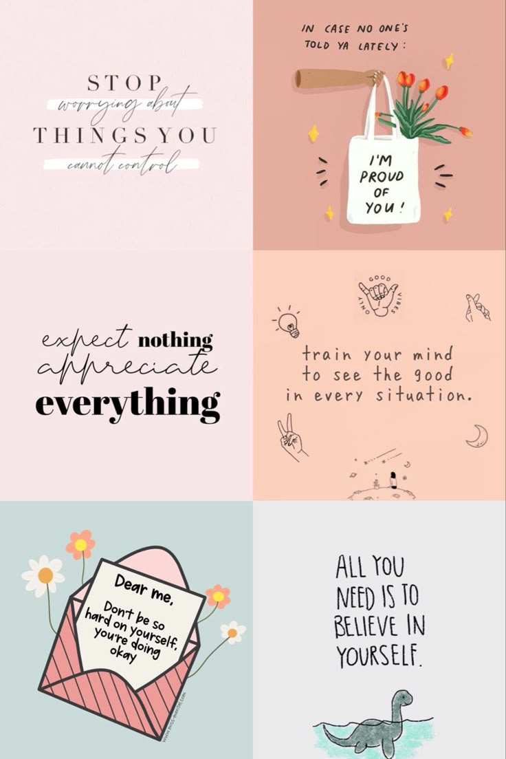 four different types of greeting cards with the words, sayings and phrases on them