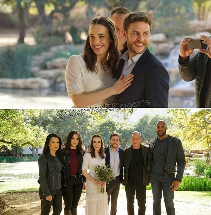 the cast of modern family is posing for their wedding photos and then they are getting married