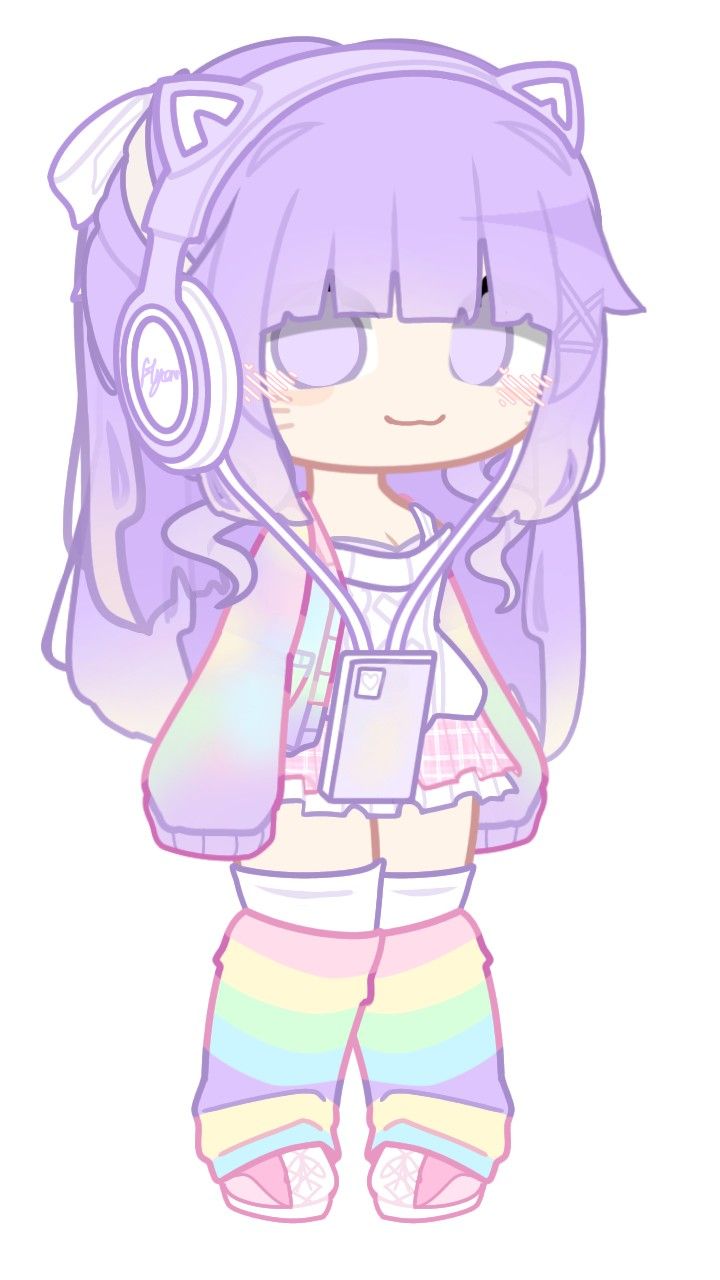 a drawing of a girl with headphones holding a camera and listening to music on her phone