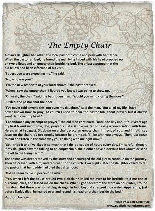 the empty chair poem written in black ink on parchment paper with an old style background