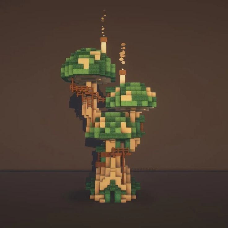 a pixellated image of a mushroom like building