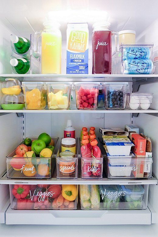 a refrigerator filled with lots of different types of food and drinks on it's shelves