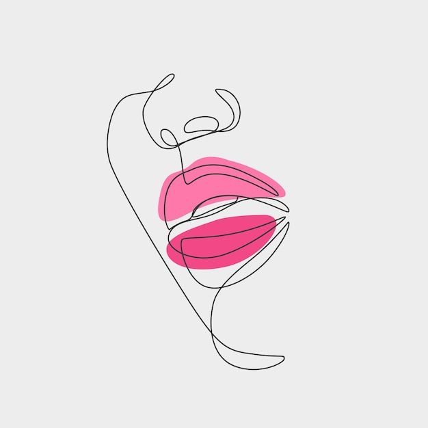 a line drawing of a woman's lips