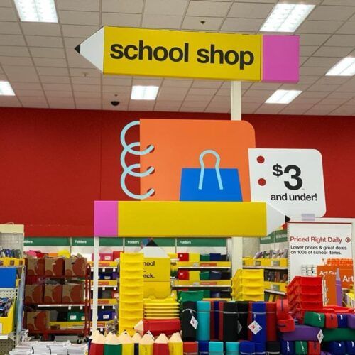 there is a school shop with many items on display