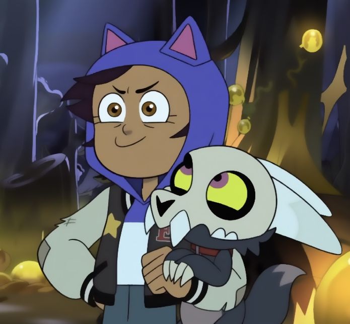 an animated character holding onto another character