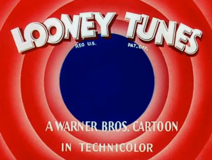 the title for loonyy tunes is shown in red and blue with an image of a