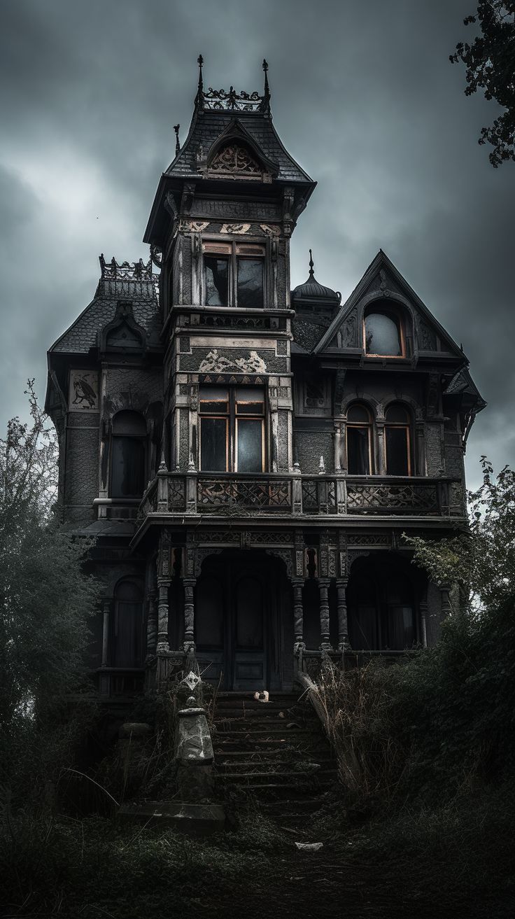 Haunted house created with AI by Amanda Church Haunted House Pictures, Creepy Houses, House Pictures, Creepy Things, Abandoned House, Haunted House, A House