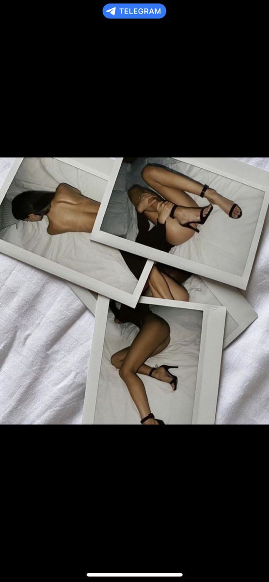 three pictures of a woman laying on top of a white bed next to each other