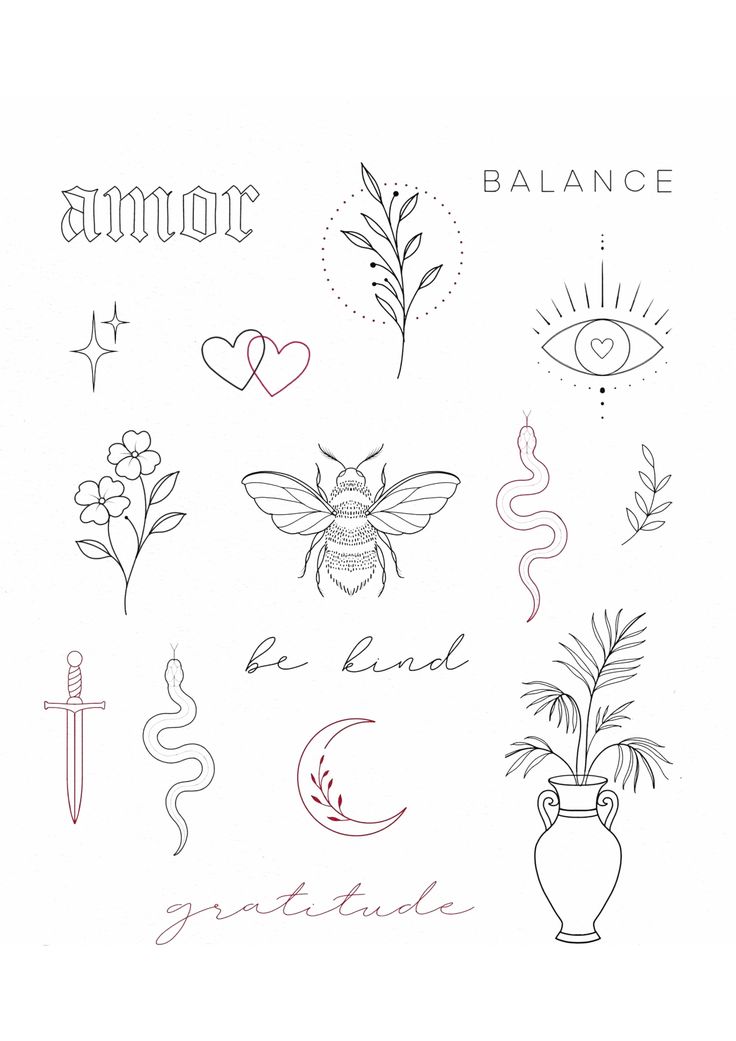 an image of tattoos with the words and symbols on them