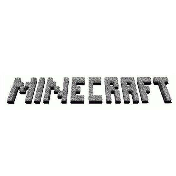 the word minecraft spelled out in black and white