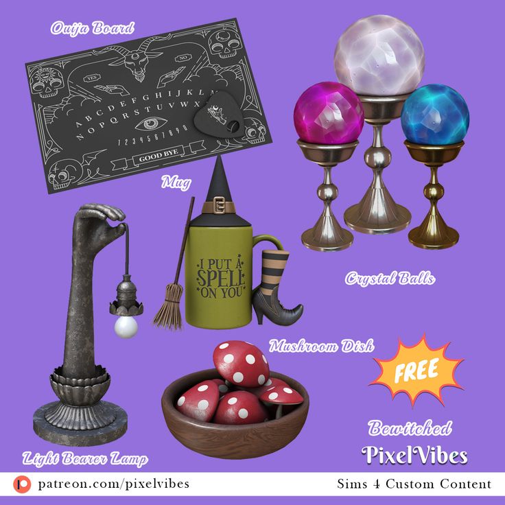 an assortment of different items are displayed on a purple background