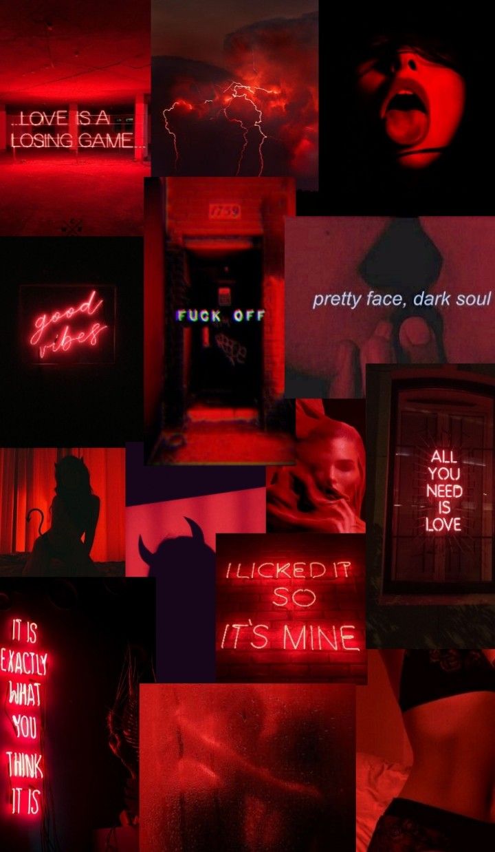 a collage of photos with neon lights and text that says it's mine