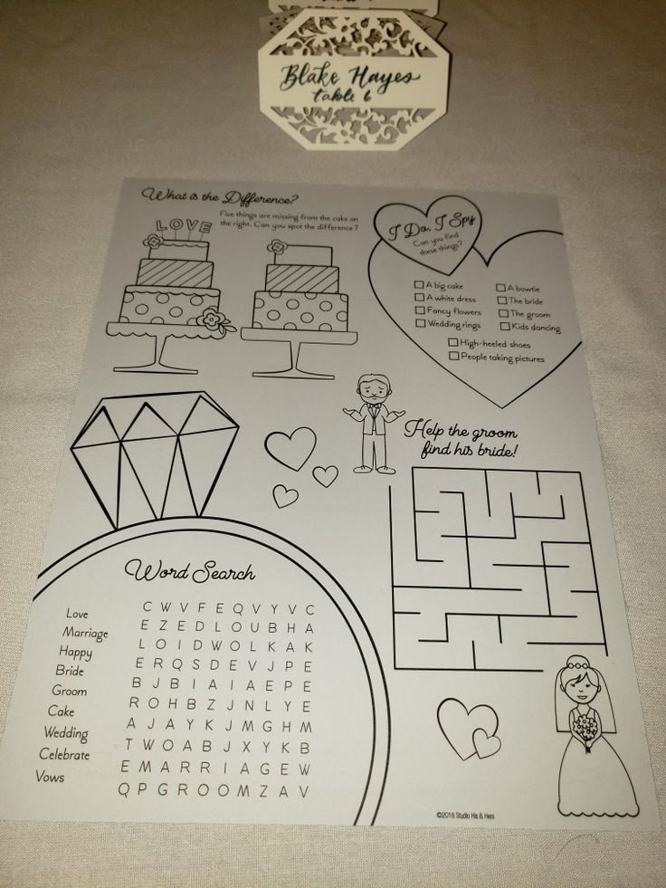 the wedding activity sheet is ready to be used