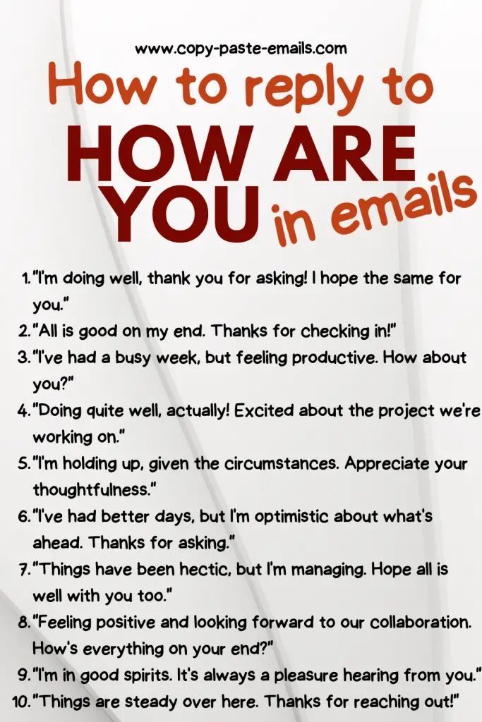 an email message with the words how to reply to how are you in emails?