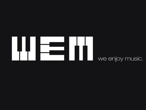 we enjoy music logo on black background