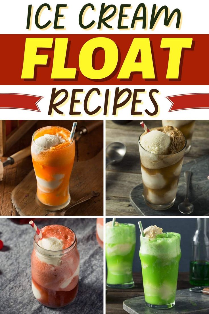 ice cream float recipe collage with text overlay