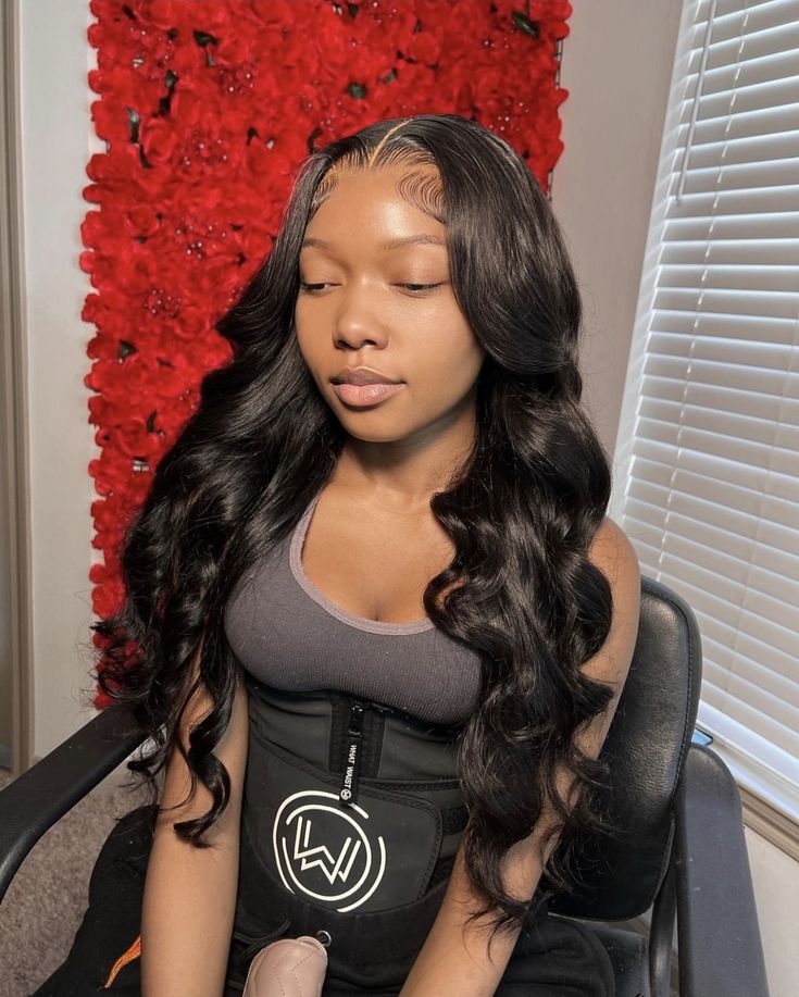 Hairstyles Middle Part, Middle Part Curls, Middle Part Hairstyles, Frontal Wig Hairstyles, Sew In Hairstyles, Birthday Hairstyles, Quick Weave Hairstyles, Dance Hairstyles, Protective Hairstyles Braids