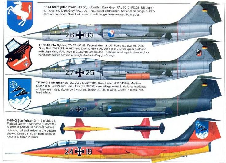 an advertisement for fighter jets from the early 20th century, with information about their colors and markings