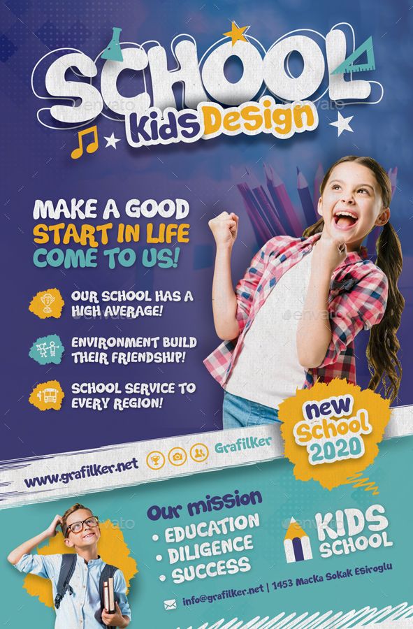 Kids School Poster Templates Preview - GraphicRiver Education Poster Design Ideas, Rollup Design, Poster Design Kids, School Advertising, Kids Graphic Design, Kids Social Media, Poster Design Ideas, School Brochure, Admissions Poster