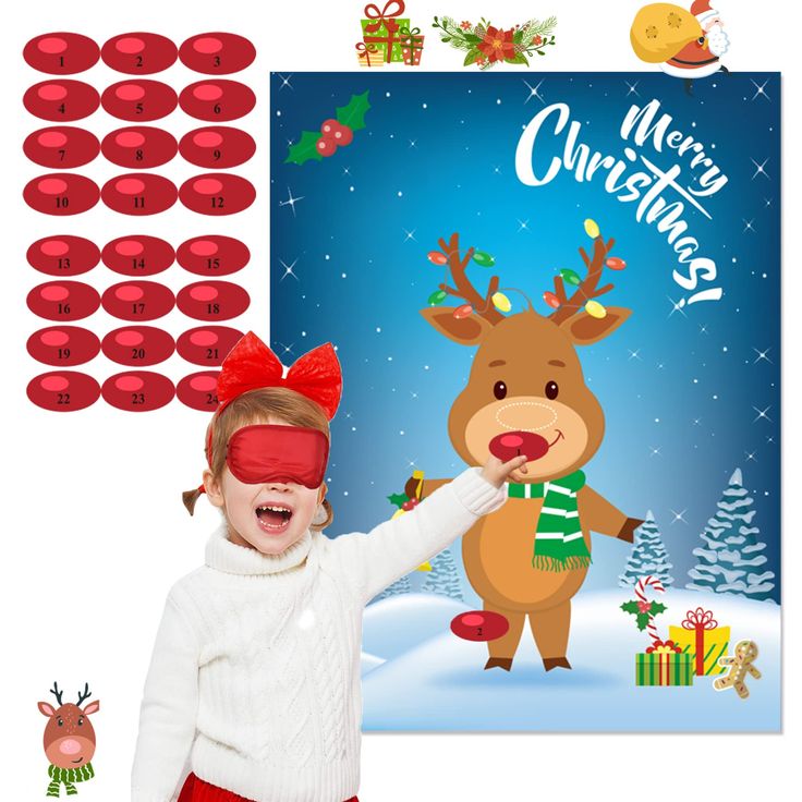 PRICES MAY VARY. CHRISTMAS PIN GAME PACKAGE INCLUDED: 1 PCS Pin The Nose On The poster, 24PCS reusable nose stickers, 1 PCS eye mask, 1 PCS Xmas game instructions, 1 PCS Christmas game poster cover, 4 PCS dot glues. Perfect for Christmas Party Games, Christmas Party Decorations, Christmas Birthday Party, New Year Party supplies,classroom Party Game Activities. LARGER CHRISTMAS GAMES SIZE: Bigger Christmas poster is 27 inches length and 21 inches width.Better than others'.High materials poster, c Season Activity, Christmas Eve Games, Games Thanksgiving, Classroom Party Games, Fun Family Christmas Games, Christmas Gift Games, Xmas Games, Christmas Games For Kids, Fun Christmas Games