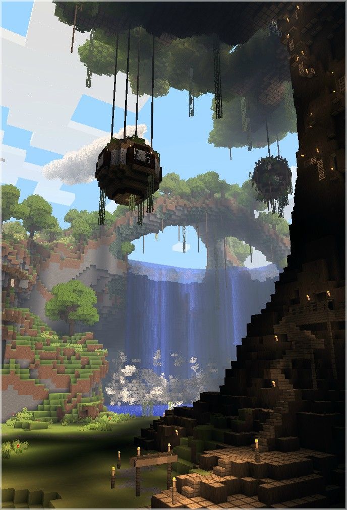 Hanging gardens from massive trees. Minecraft. Minecraft Blueprint, Minecraft Cool, Minecraft Tree, Construction Minecraft, Case Minecraft, Rumah Minecraft Sederhana, Minecraft World, Minecraft Structures, Bangunan Minecraft