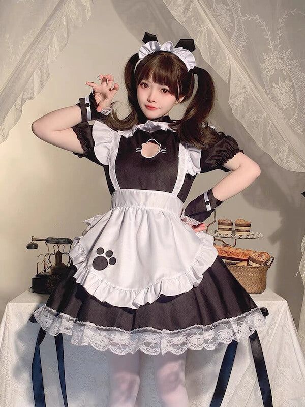 Maid dress set: Dress+Apron+Headwear+Cuffs+Choker Material: Polyester Color: Black Size: S, M, L, XL, 2XL, 3XL, 4XL, 5XL Unit: CM Bust Waist Length Suggest Weight Suggest Height S 80 70 75 35-47.5kg 150-165cm M 85 75 80 45-55kg 155-170cm L 96 80 85 52.5-60kg 160-175cm XL 100 86 90 57.5-62.5kg 163-178cm 2XL 103 92 95 62.5-72.5kg 165-180cm 3XL 109 96 97 70-80kg 168-185cm 4XL 112 100 98 75.5-90kg 170-190cm 5XL 116 105 99 85-95kg 170-195cm 1cm ≈ 0.3937 inchNote: There may be 2-3cm error due to manua Cat Maid Outfit, Cute Maid Outfit, Maid Fancy Dress, Streetwear Coat, Cute Box Braids, Dress Apron, Maid Uniform, Choker Black, Cute Box Braids Hairstyles