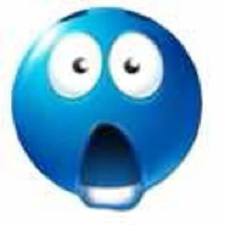 an image of a blue emotiction with eyes and mouth wide open on white background