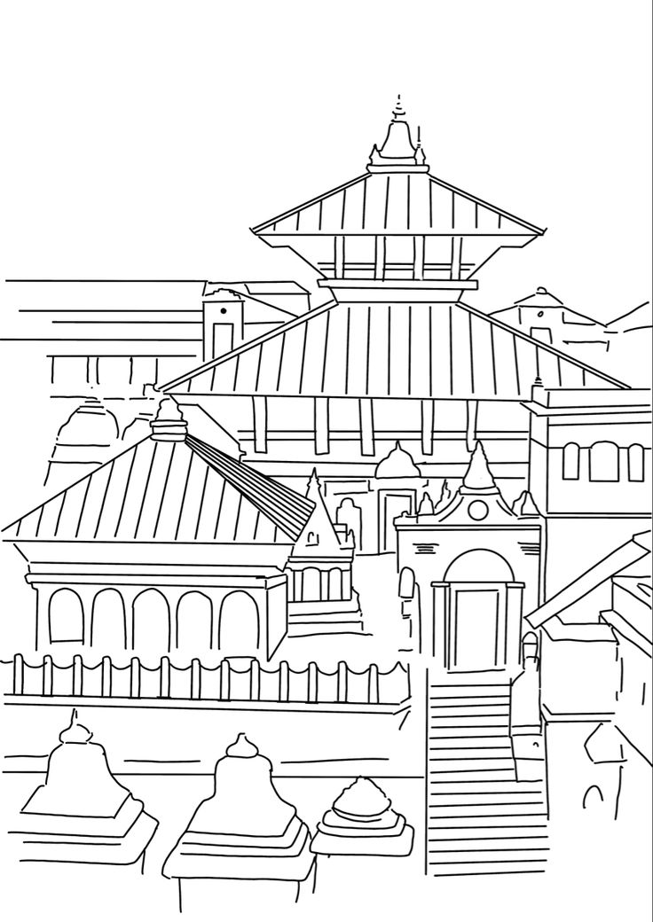 a black and white drawing of a building