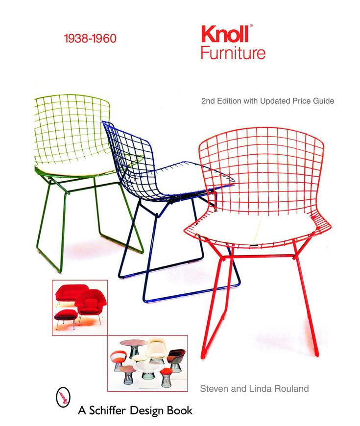 the knoll furniture book is shown in three different colors and sizes, including red, white