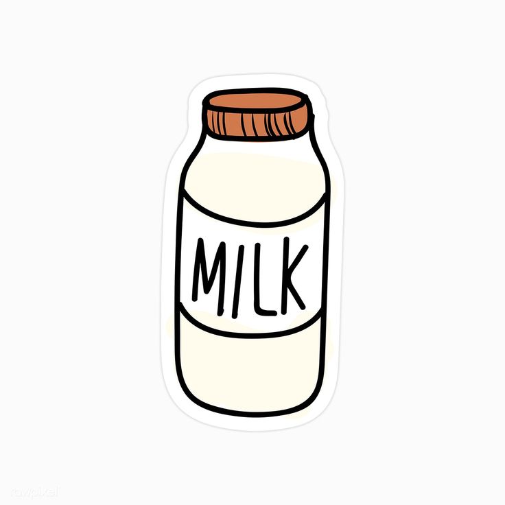 a bottle of milk with the word milk on it sticker in black and white