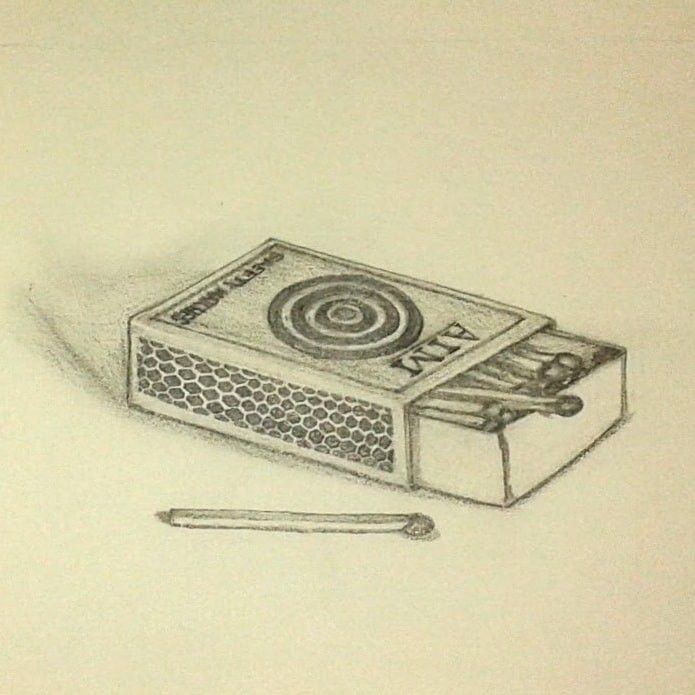 Man-made object/matchbox drawing and pencil shading or rendering Object Art Reference, Everyday Objects Drawings, Matchbox Sketch, Objects To Sketch, Man Made Objects Drawings, Realistic Sketches Objects, Easy Object Drawing, Drawing Ideas Objects, Object Drawing Simple