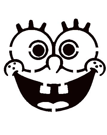 a black and white drawing of an evil face